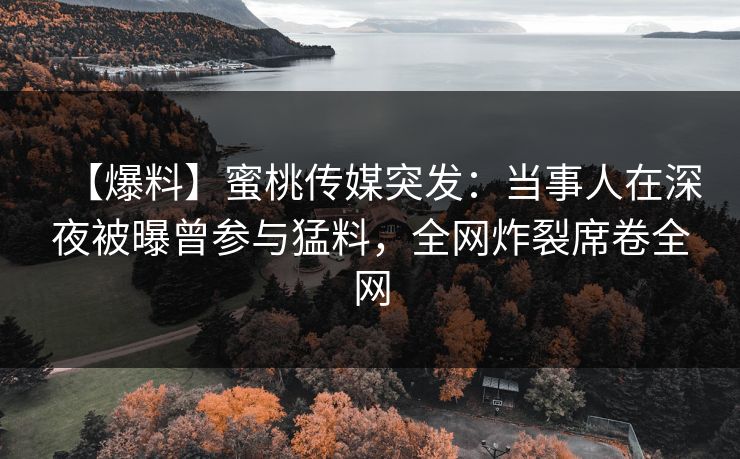 【爆料】蜜桃传媒突发：当事人在深夜被曝曾参与猛料，全网炸裂席卷全网