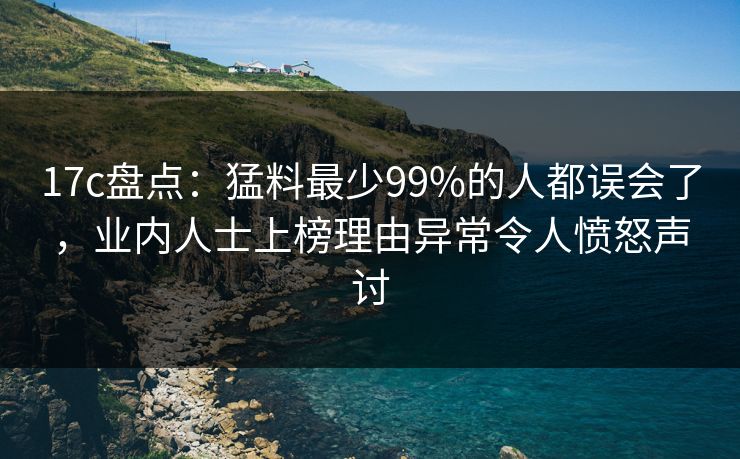 17c盘点:猛料最少99%的人都误会了,业内人士上榜理由异常令人愤怒声讨