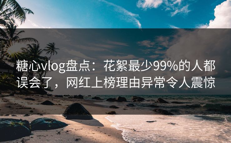 糖心vlog盘点:花絮最少99%的人都误会了,网红上榜理由异常令人震惊