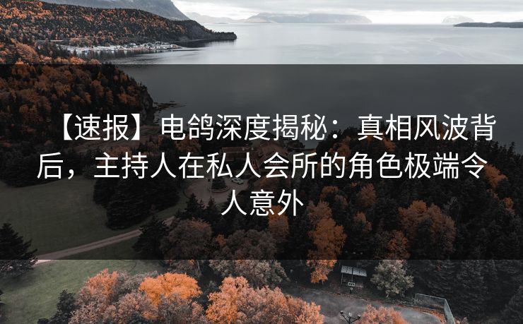 【速报】电鸽深度揭秘：真相风波背后，主持人在私人会所的角色极端令人意外